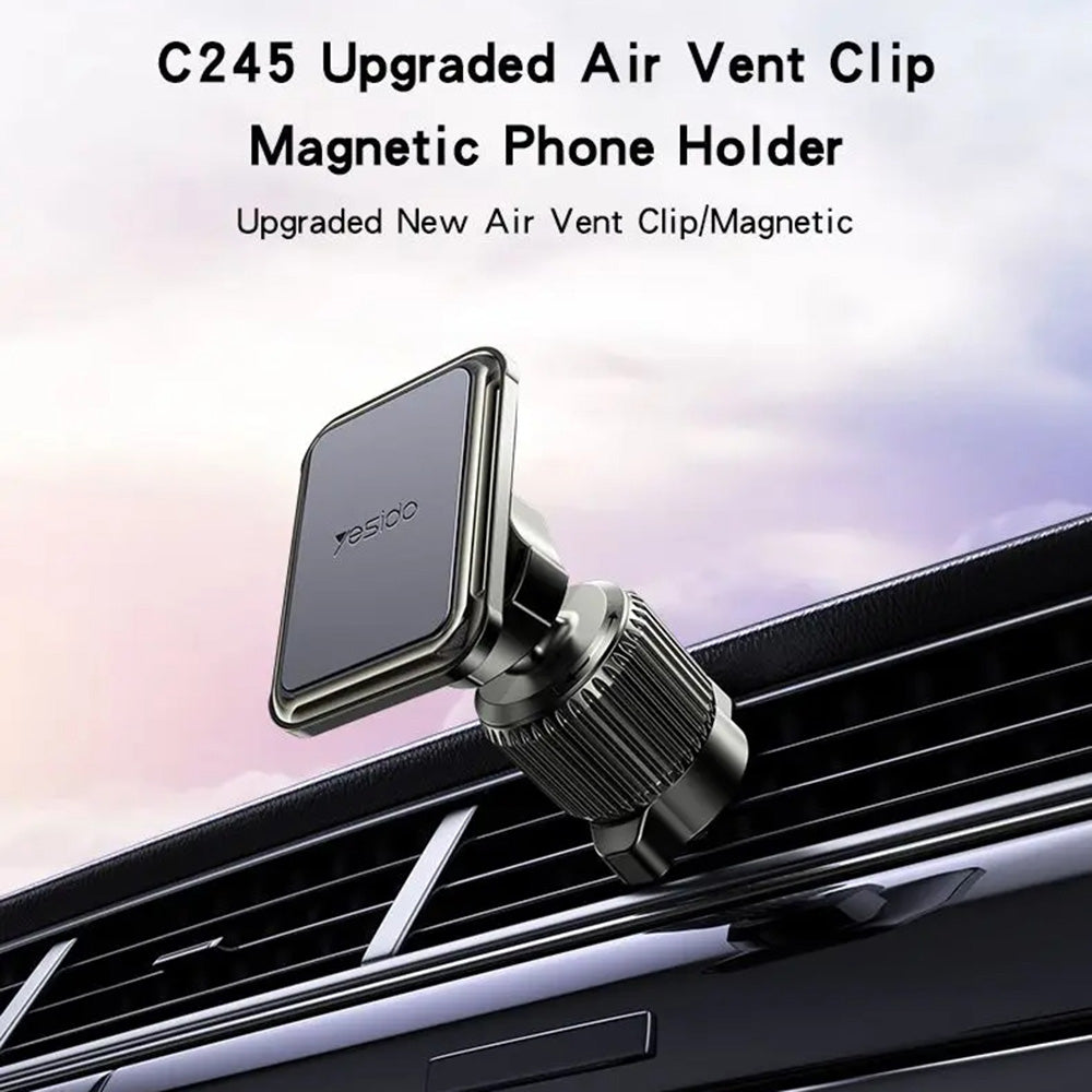 Yesido - Car Holder (C245) - Magnetic, for Air Vent, Upgraded Clip, Free Rotating Angle - Black