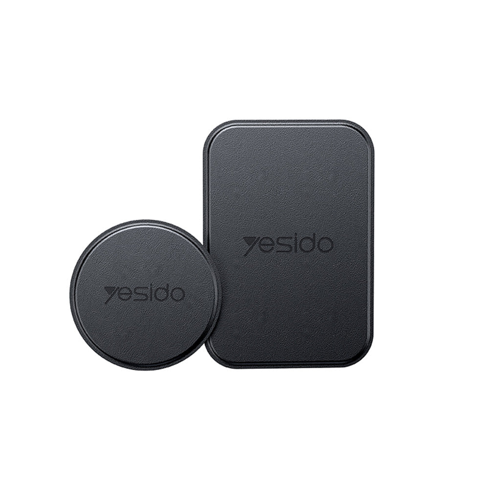 Yesido - (2 pack) Metal Plate (C207) - Round + Rectangle Shapes, Leather Pattern, Universal - Black