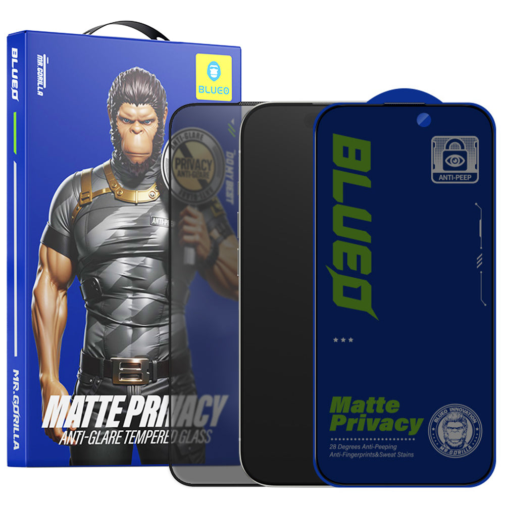 Blueo - Anti-Peep Privacy Glass - iPhone 14 Pro Max - Matte Black