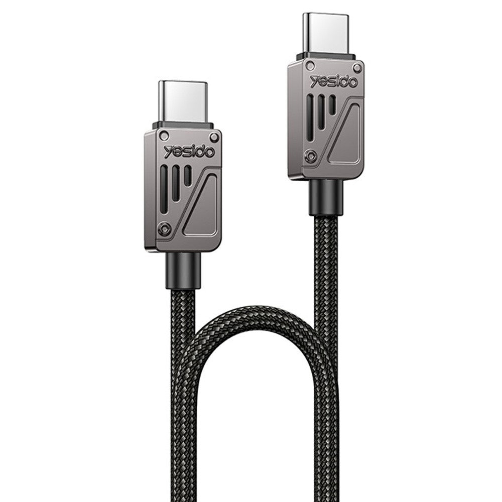 Yesido - Data Cable (CA196) - Type-C to Type-C, Fast Charging, 480Mbps, PD60W, CarPlay Compatible, Zinc Alloy, 1.2m - Black