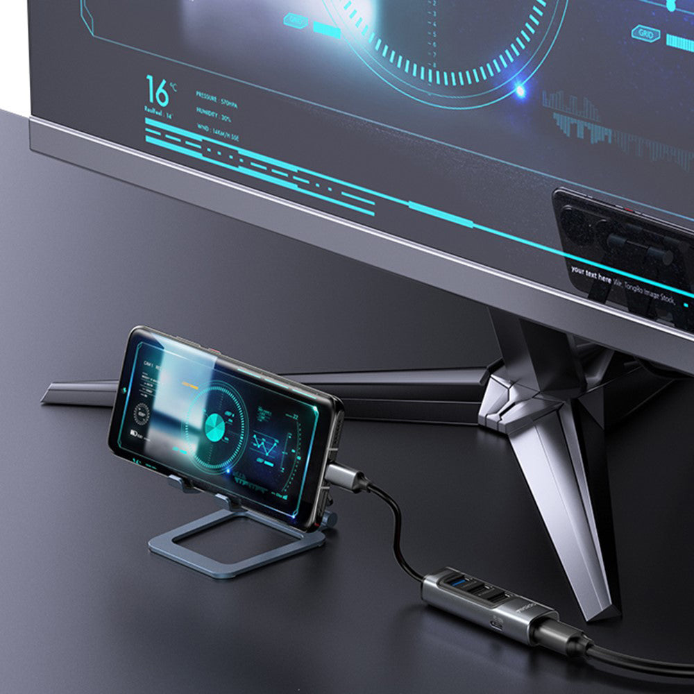 Yesido - Docking Station 5in1 (HB24) - Type-C to 3x USB, USB-C, Mini DisplayPort, PD100W, Fast Charge, 4K@30Hz, 5Gbps - Gray