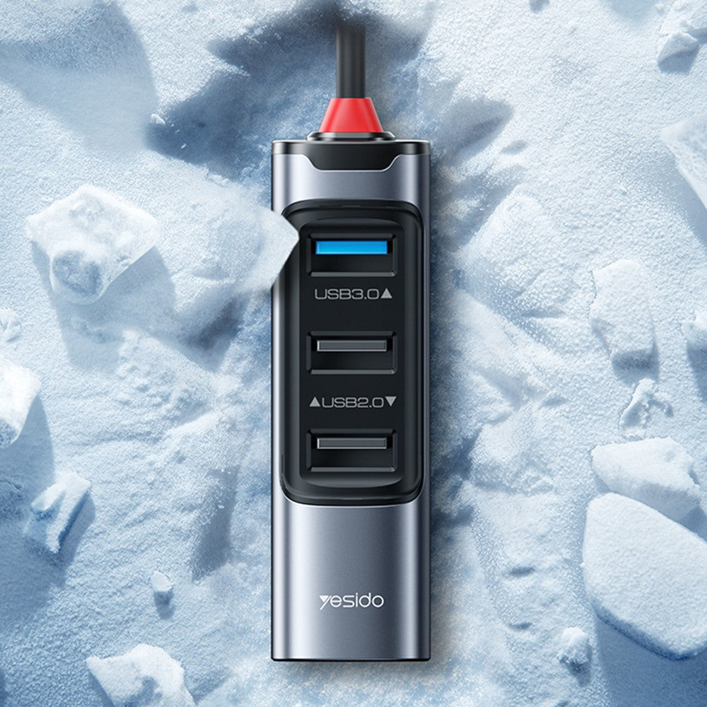 Yesido - Docking Station 5in1 (HB20) - USB, Type-C to 4x USB, USB-C, PD100W, Fast Charge, Plug & Play, 5Gbps - Gray