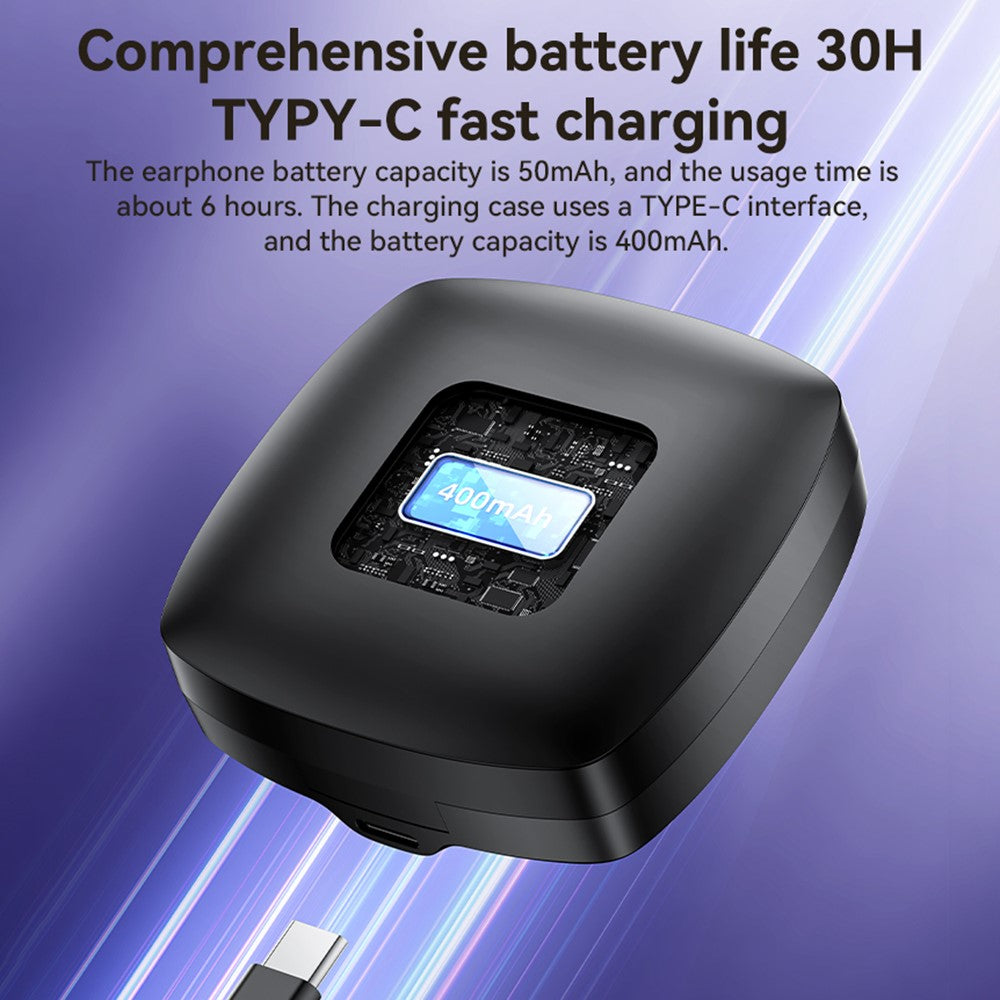 Yesido - Wireless Earbuds (YSP19 BL) - with Bluetooth V5.4, Open-ear Design, 400mAh, Type-C, 30hrs Working Time - Black