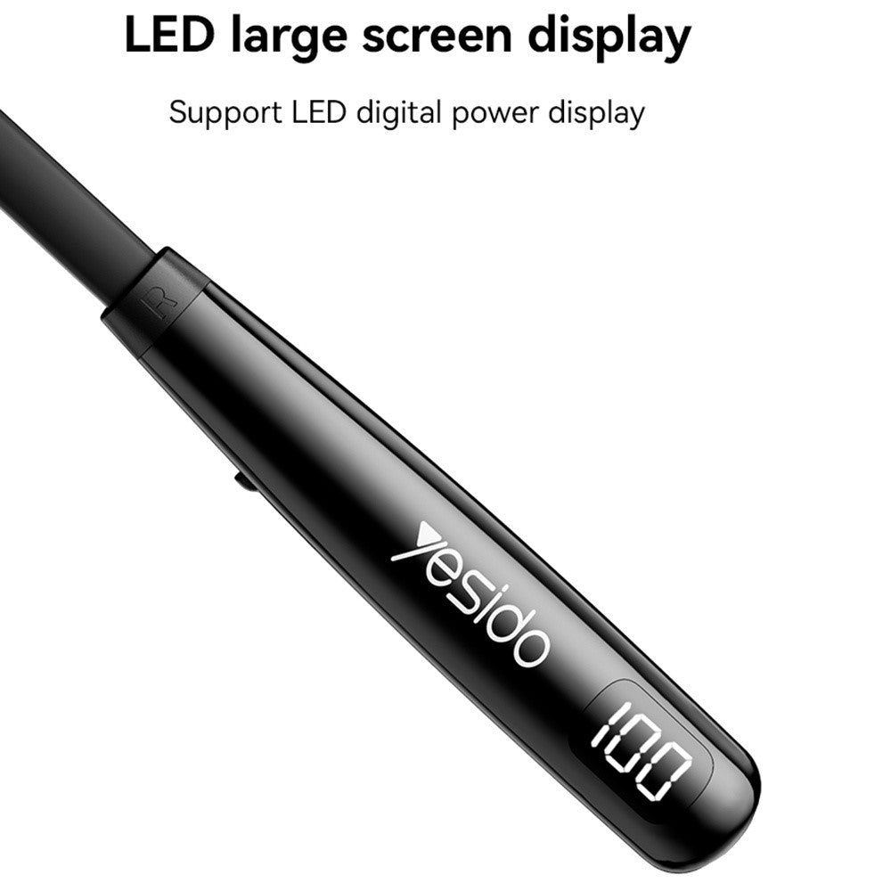 Yesido - Wireless Earbuds (YSP22) - Magnetic, Neckband Design, with Bluetooth V5.3, 500mAh, Type-C - Black