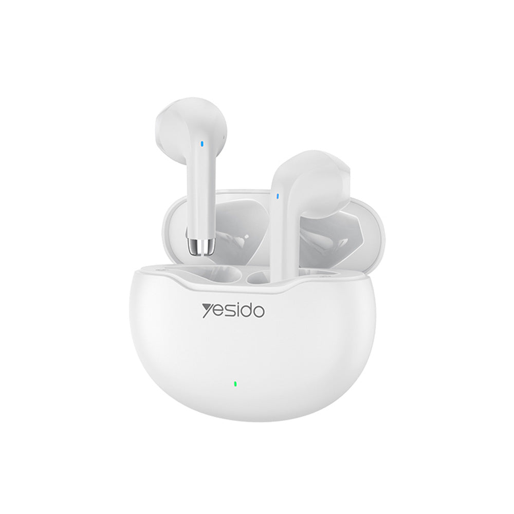 Yesido - Wireless Earbuds (TWS21) - with Bluetooth V5.3, Half-In-ear Design, Touch Control, Noise Cancelling, 320mAh - White