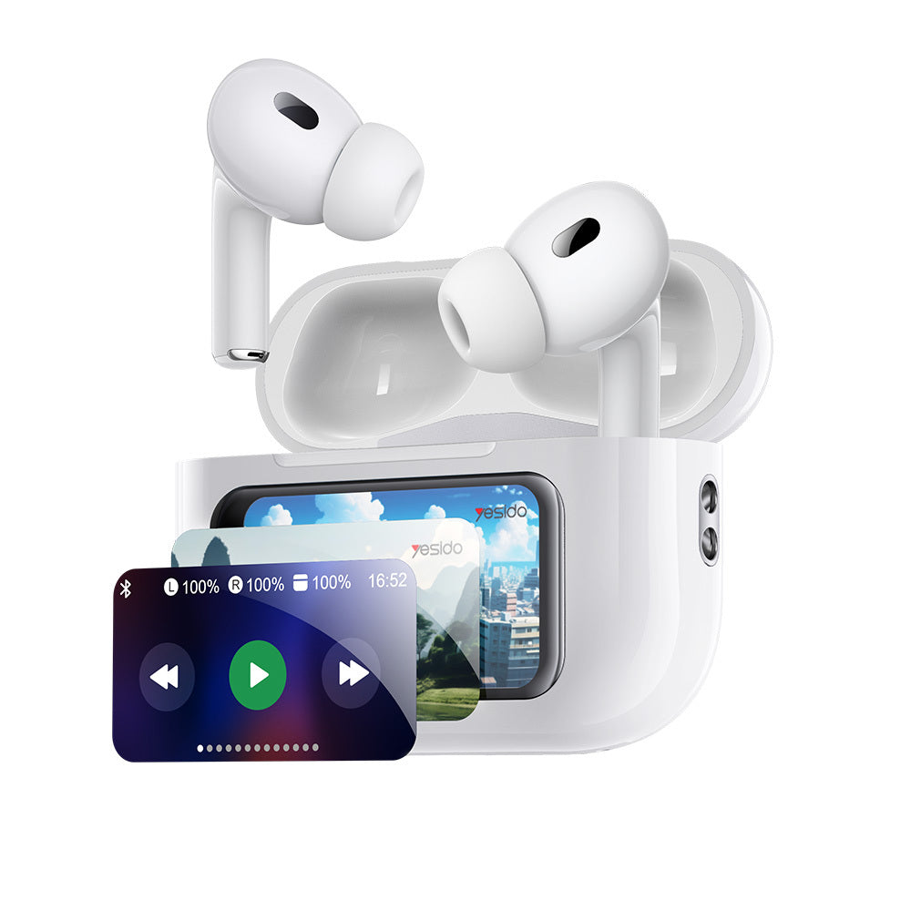 Yesido - Wireless Earbuds (TWS29) - with LCD Screen, TWS, Microphone, Bluetooth, In-ear Design, 360mAh - White