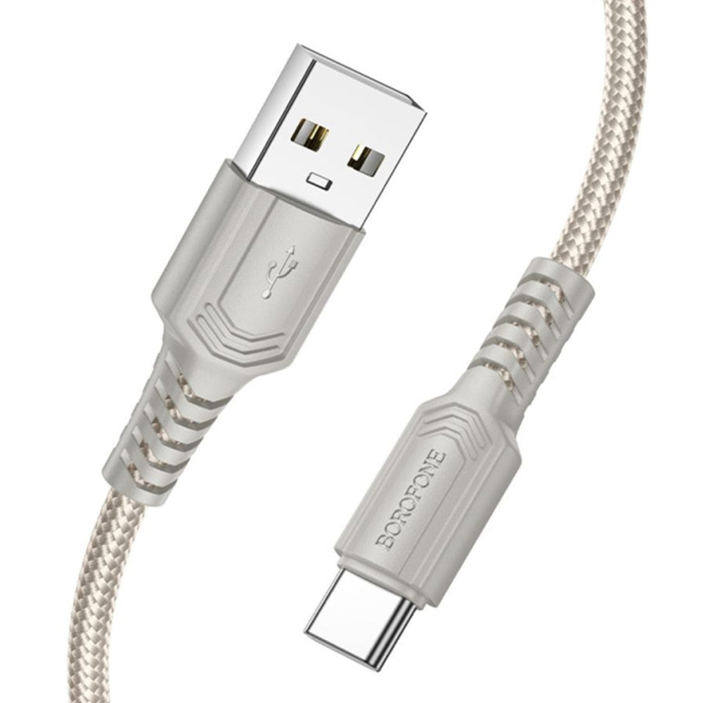 Borofone - Data Cable Certain Series (BX116) - USB to Type-C, Nylon Braided, Fast Charging, 3A, 1m - Black
