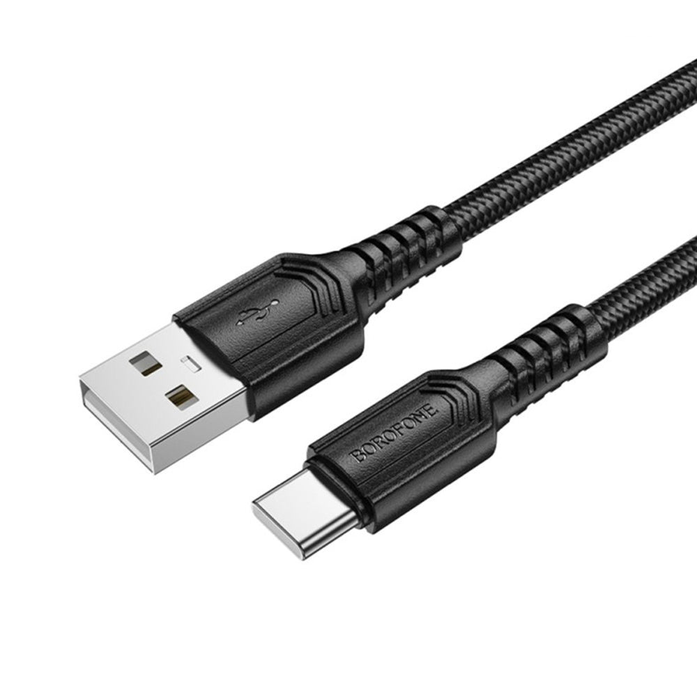 Borofone - Data Cable Certain Series (BX116) - USB to Type-C, Nylon Braided, Fast Charging, 3A, 1m - Black