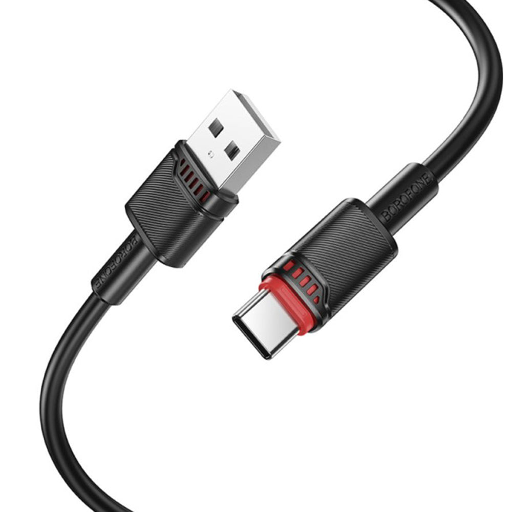 Borofone - Data Cable Beneficio Series (BX110) - Premium Line, USB to Type-C, High-quality, Fast Charging, 3A, 1m - Black