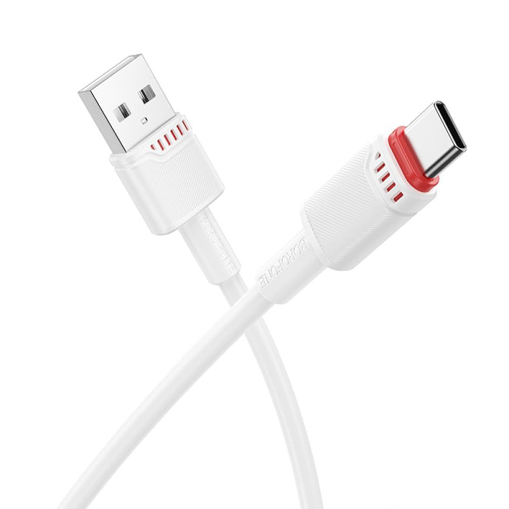 Borofone - Data Cable Beneficio Series (BX110) - Premium Line, USB to Type-C, High-quality, Fast Charging, 3A, 1m - White