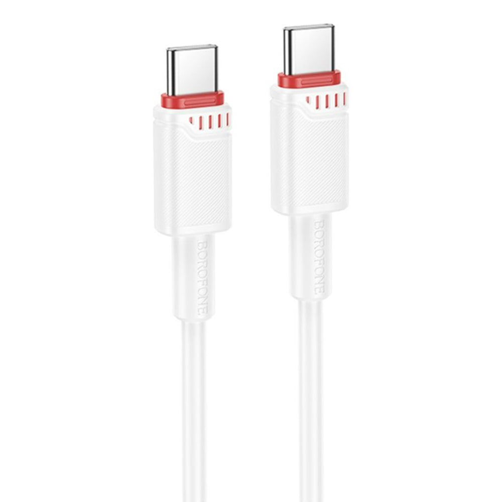 Borofone - Data Cable Beneficio Series (BX110) - Premium Line, Type-C to Type-C, High-quality, Fast Charging, 60W, 1m - White