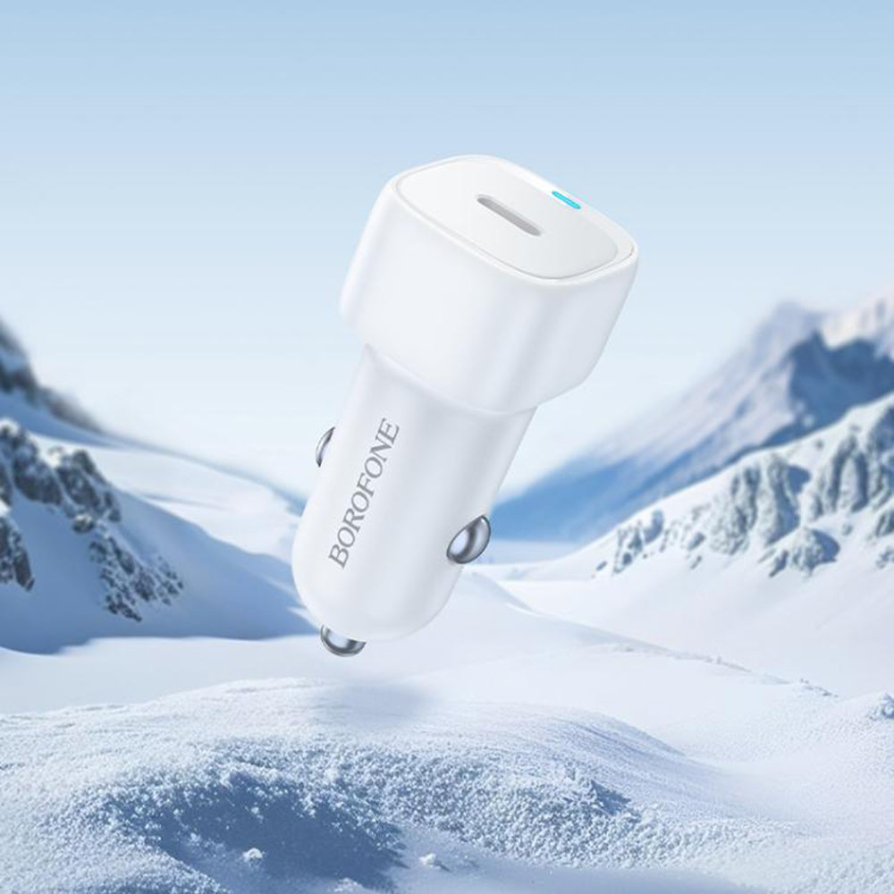 Borofone - Car Charger Cloud (BZ34A) - Type-C, Single Port, 20W (PD/QC/FCP/AFC), ABS - White