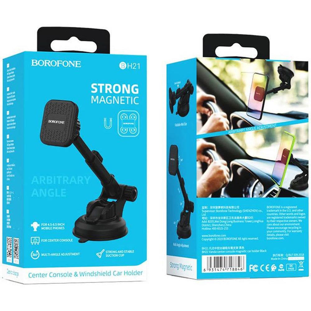 Borofone - Car Holder Vanda (BH21) - for Dashboard/Windshield, Magnetic, 360° Rotation, 4.5 - 6.5" - Black