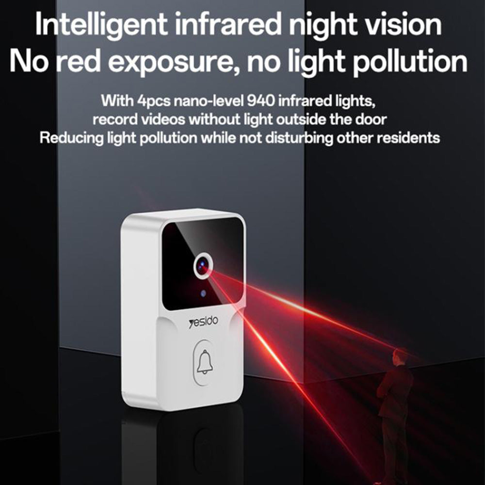 Yesido - Wireless Video Intercom Doorbell (KM27) - 2.4G, 2K HD 1080*720px, 1000mAh, 4.3" TFT Screen, UK Plug - White