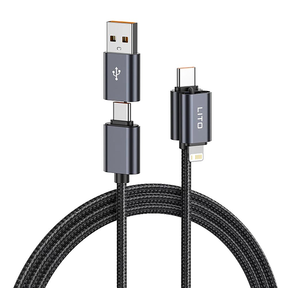 Lito - Data Cable Magnetic 4in1 (LD21) - 5A High Current, 100W Fast Charging, Magnetic Design, Built-in Smart Chip - Black