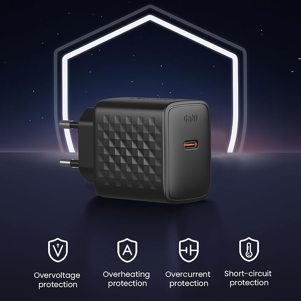 Lito - Wall Charger (LC13) - Type-C, PD20W, GaN, PC Fireproof, EU Plug - Black