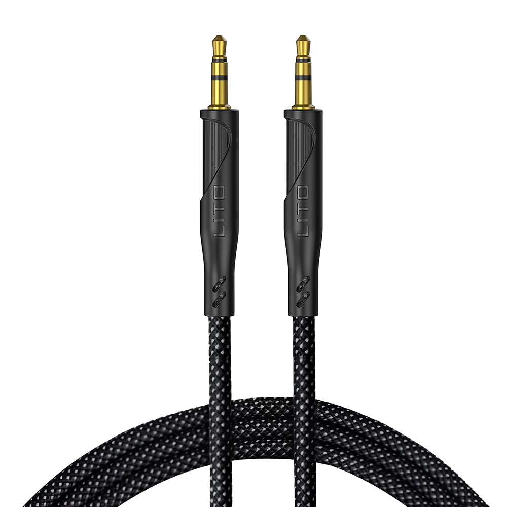 Lito - Audio Cable Adapter (LA02) - Jack to Jack 3.5mm, Zero Signal Loss, Nylon-braided, 1m - Black