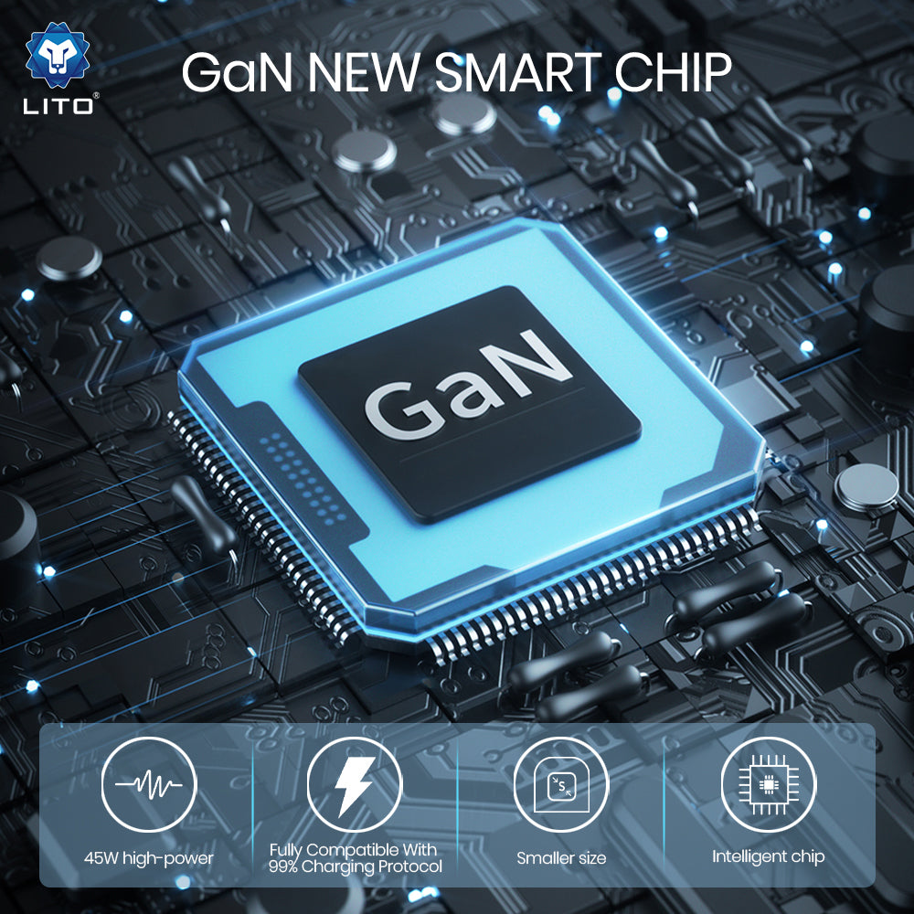 Lito - Wall Charger (LC20) - Type-C Output, PD45W, GaN, PC Fireproof, EU Plug - Black