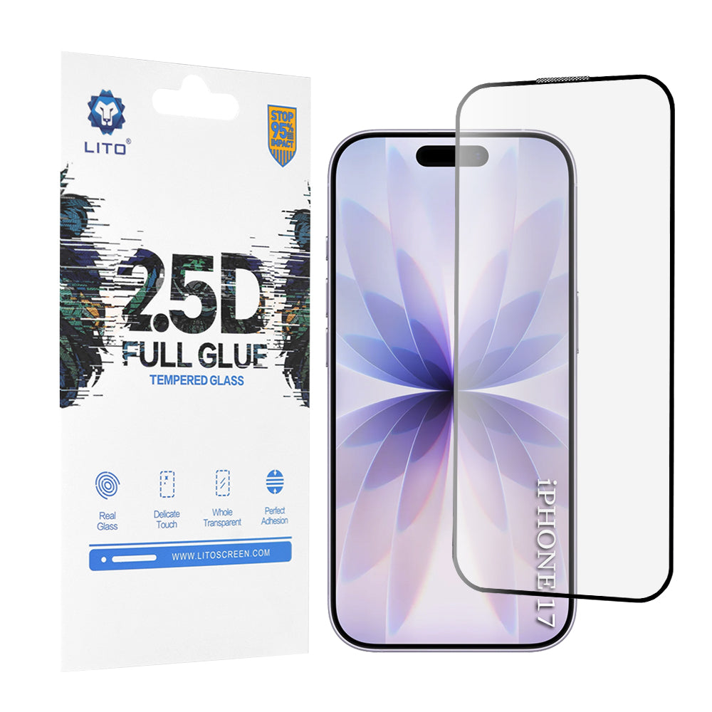 Lito - 2.5D FullGlue Glass - iPhone 17 / iPhone 16 Pro - Black