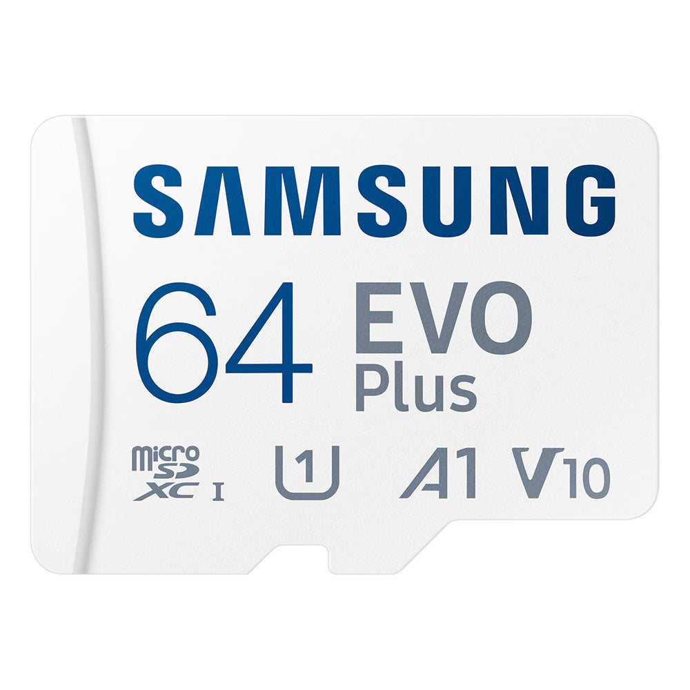 Samsung - Memory Card Evo Plus (MB-MC64SA/EU) - MicroSDXC, 64GB, Class 10, UHS-I, U1, V10, A1, 160MB/s, Waterproof - White