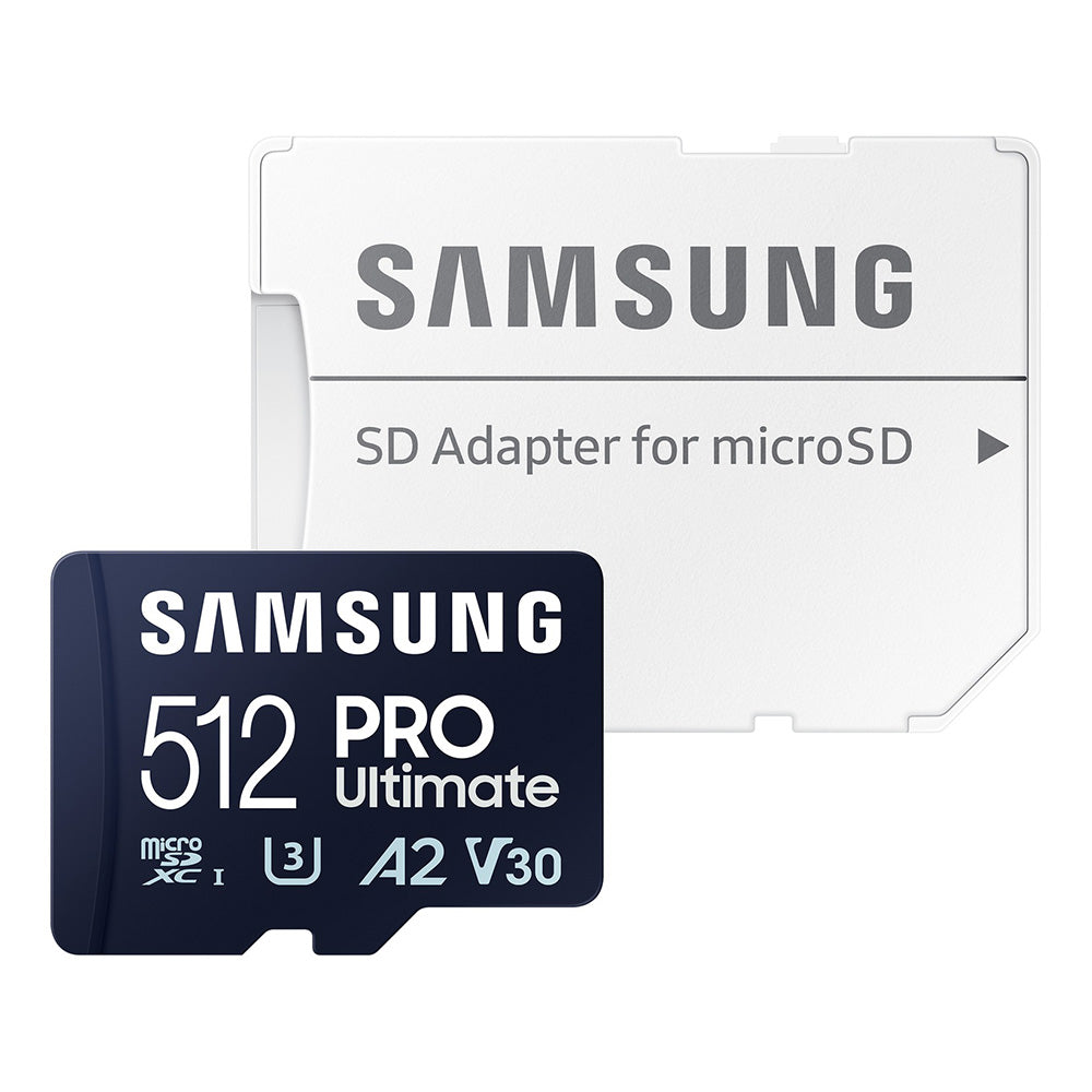 Samsung - Memory Card PRO Ultimate (MB-MY512SA/WW) - MicroSDXC, Adapter, 512GB, UHS-I, U3, V30, A2, 200MB/s - Blue / White