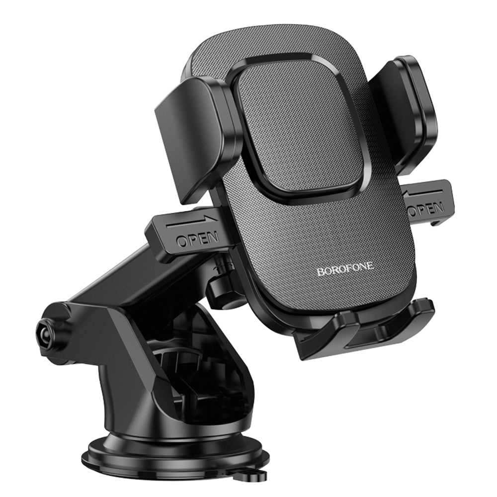 Borofone - Car Holder (BH60) - with Suction Cup, for Dashboard/Windshield, 4.5-7" Phone - Black Grey