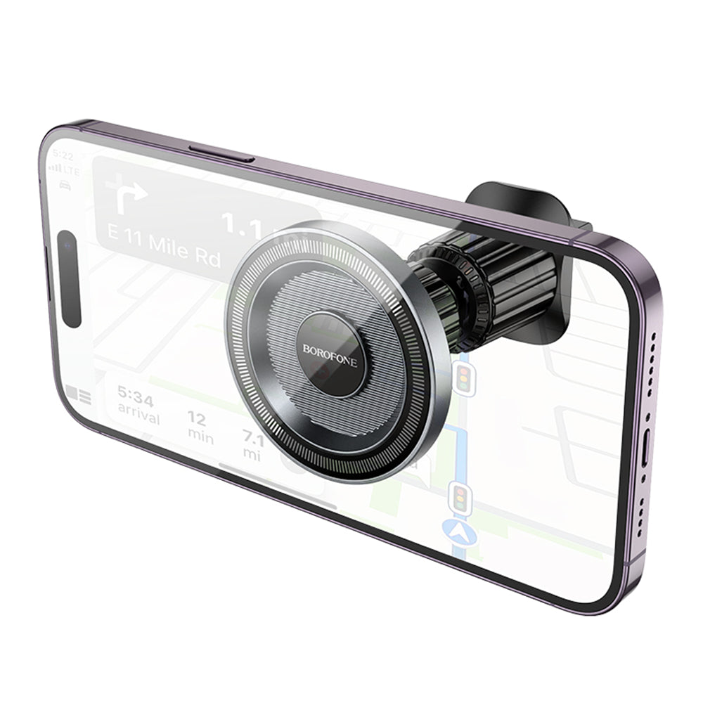 Borofone - Car Holder Profit (BH122) - Magnetic, for Air Vent, 360° Adjust, 4.5–7 inch Phones - Black / Gray
