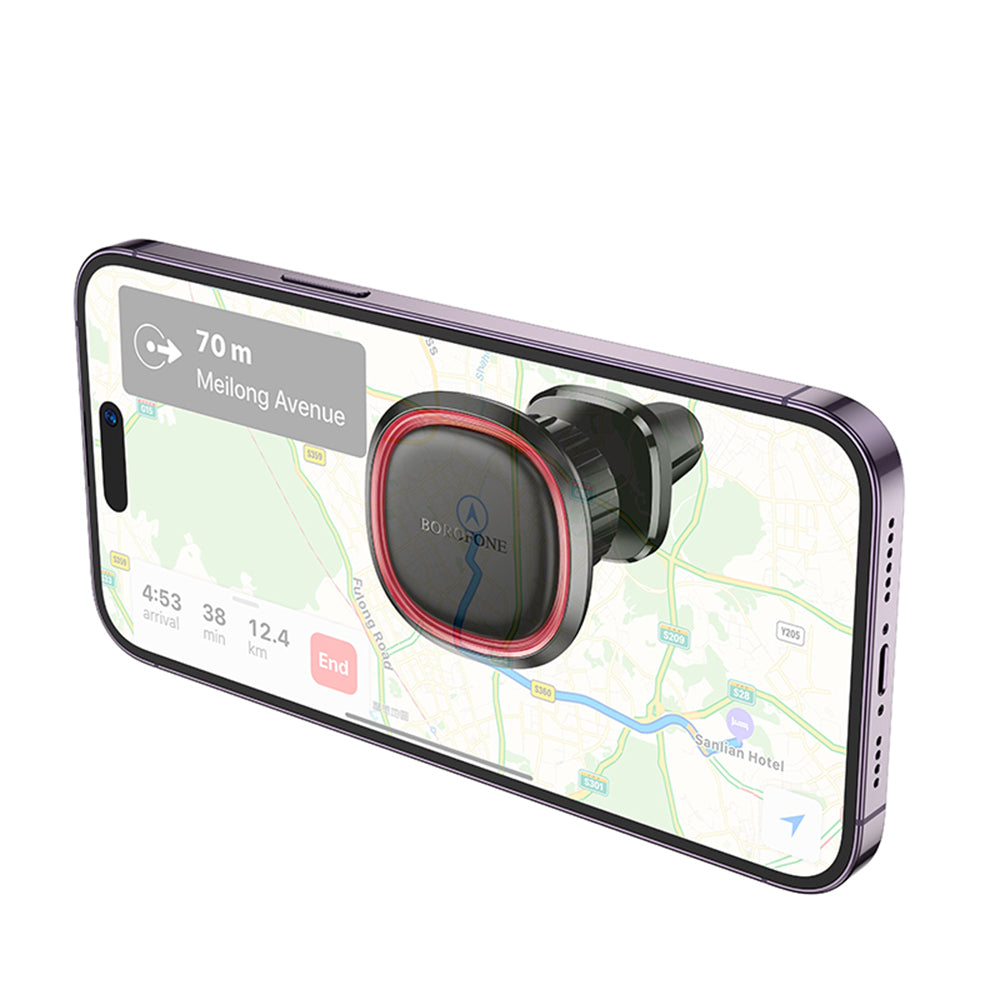Borofone - Car Holder Roman (BH124) - Magnetic, for Air Outlet, 360° Adjust, 4.5–7 inch Phones - Black / Gray