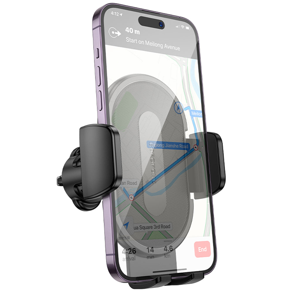 Borofone - Car Holder Rio (BH133) - for Air Vent, 360° Adjust, ABS Silicone, 4.5–7" - Black