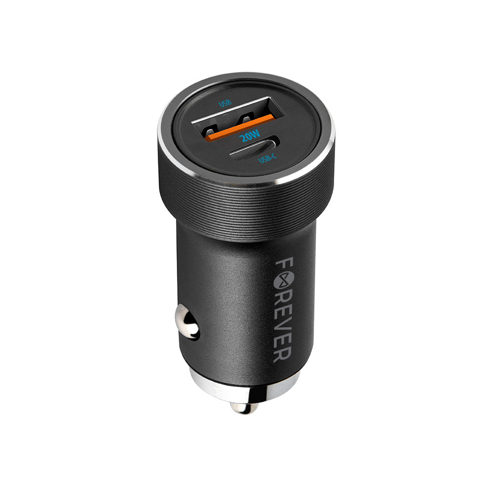 Forever CC‑06 Φορτιστής Αυτοκινήτου USB‑C + USB‑A, PD 3.0 & QC 3.0, 20 W – Μαύρος