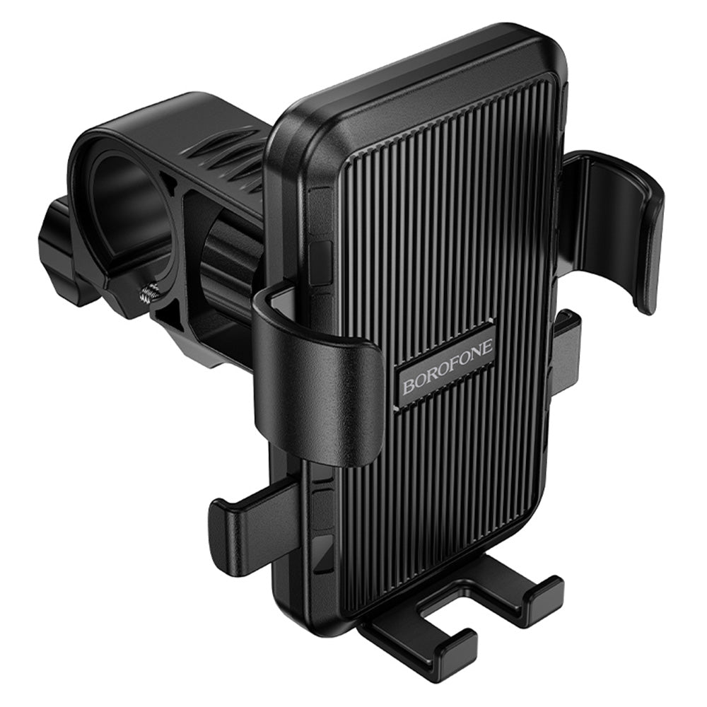 Borofone - Bicycle/Motorcycle Holder Knight (BH137) - Adjustable Arms Fit Phone, Sun-Drying Pattern, 6.0–7.0inch - Black