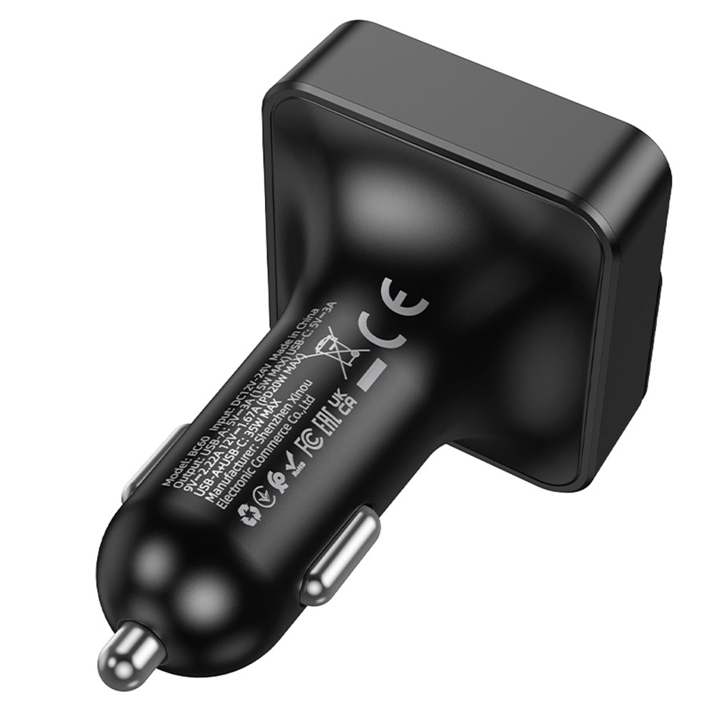 Borofone - FM Modulator and Car Charger Hero (BC60) - Bluetooth V5.4, 2x USB, Type-C, 35W, MP3 - Black