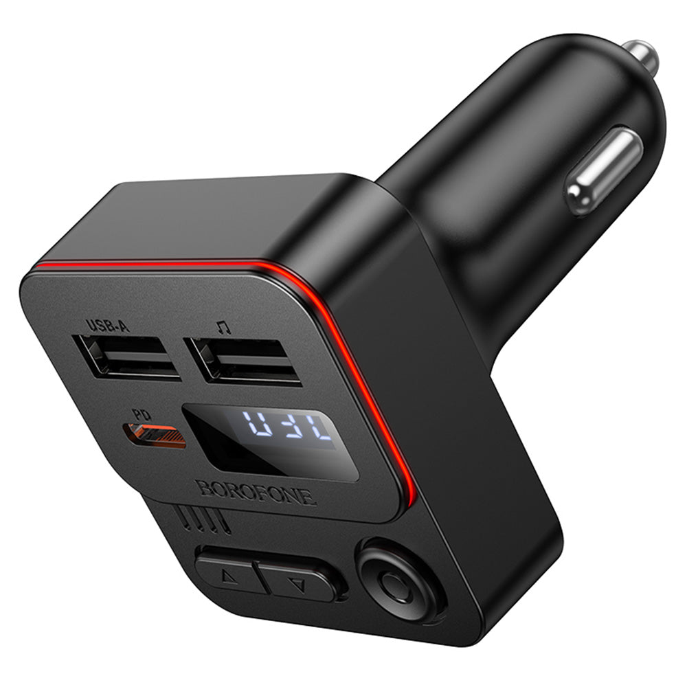 Borofone - FM Modulator and Car Charger Hero (BC60) - Bluetooth V5.4, 2x USB, Type-C, 35W, MP3 - Black