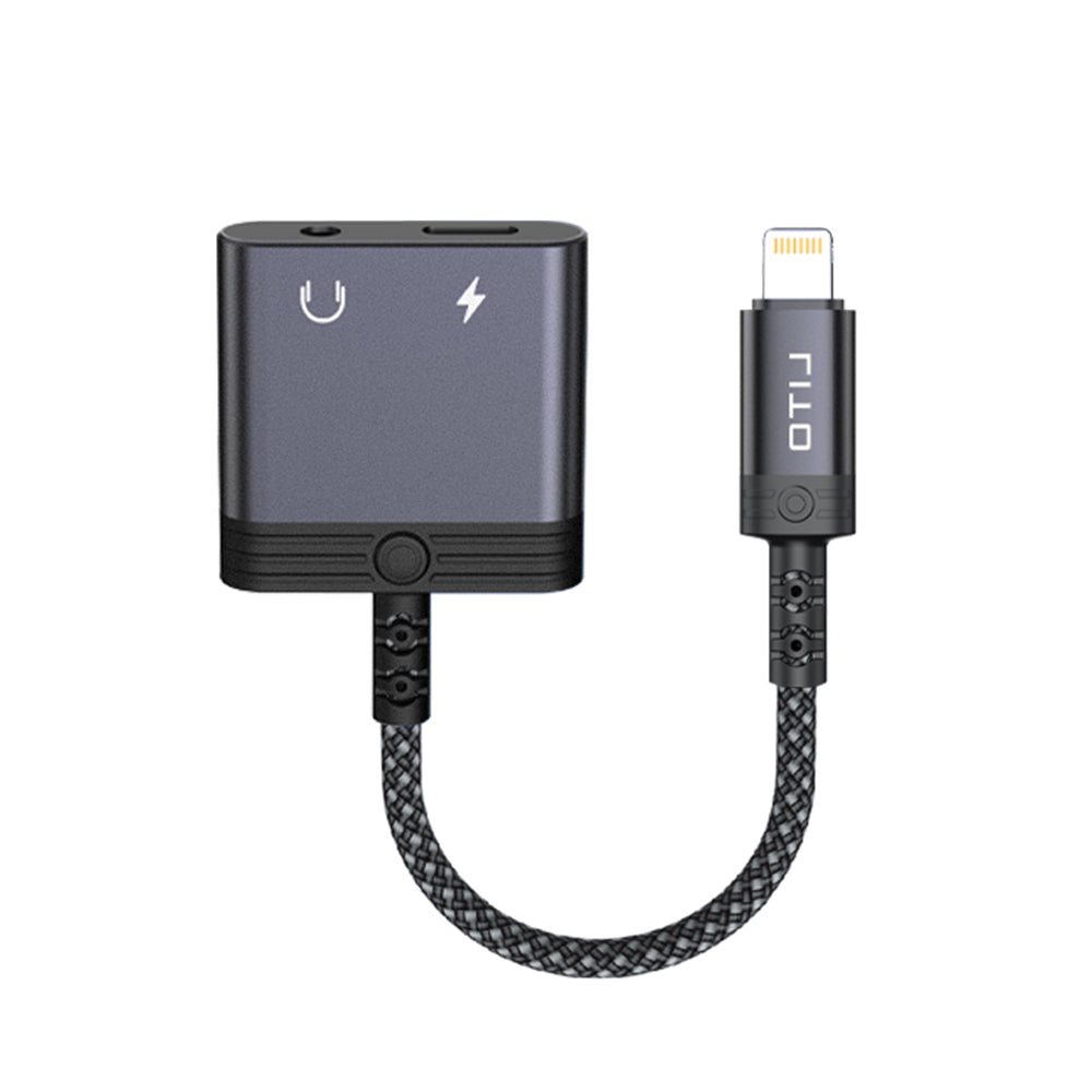 Lito - Audio Adapter (LA04L) - Lightning to Jack 3.5mm, Type-C, Support Calls, Fast Charging, Volume Control, 60W - Black