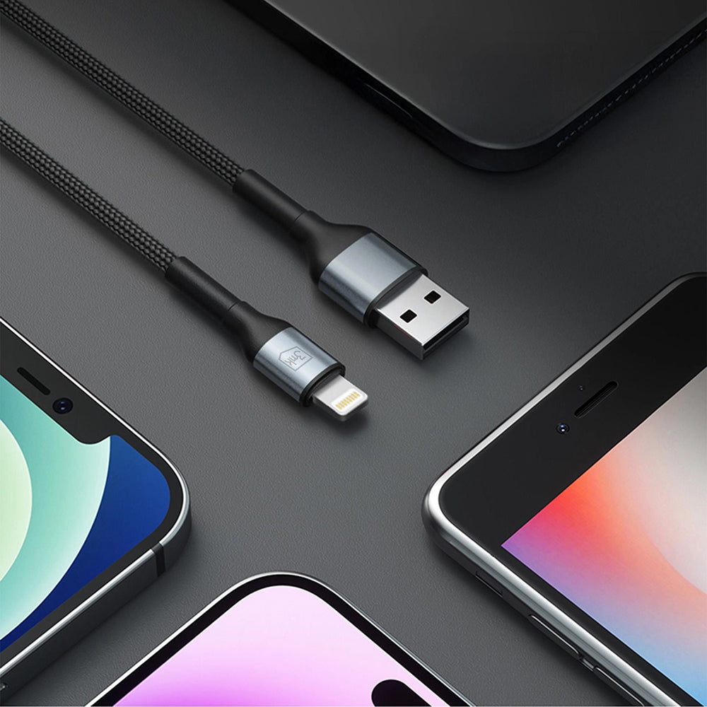 3mk - Data Cable Hyper N-Series - USB to Lightning, 12W, 5V/2.4A, 1m - Black