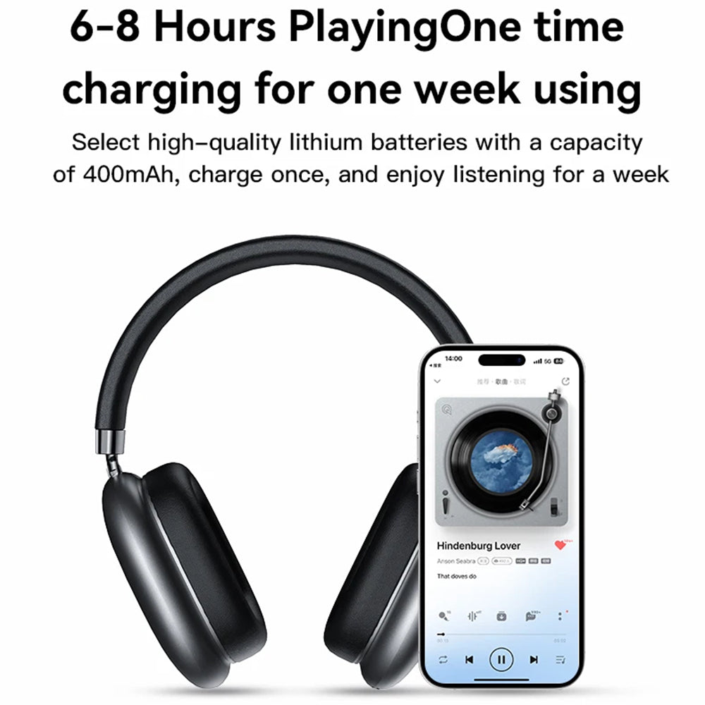 Yesido - Wireless Headphones (EP05) - Bluetooth V5.2, Noise Cancelling, 400mAh, Waterproof, Type-C Charging - Black