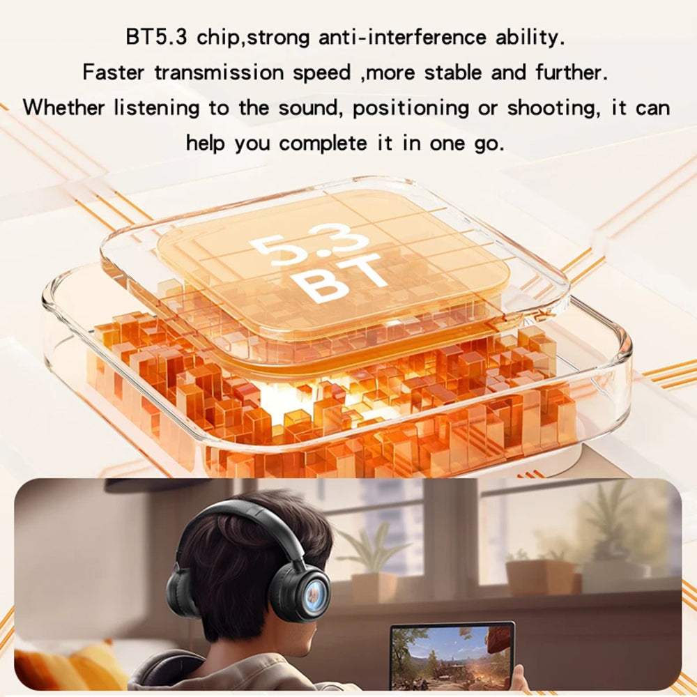 Yesido - Wireless Headphones (EP06) - for Kids, with Bluetooth V5.3, Microphone, Support Audio Cable, 500mAh - Black