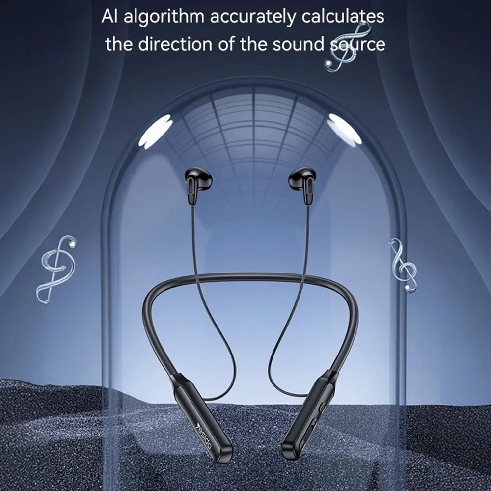 Yesido - Wireless Earbuds (YSP21) - Magnetic, Neckband Design, with Bluetooth V5.3, 280mAh, Type-C - Black