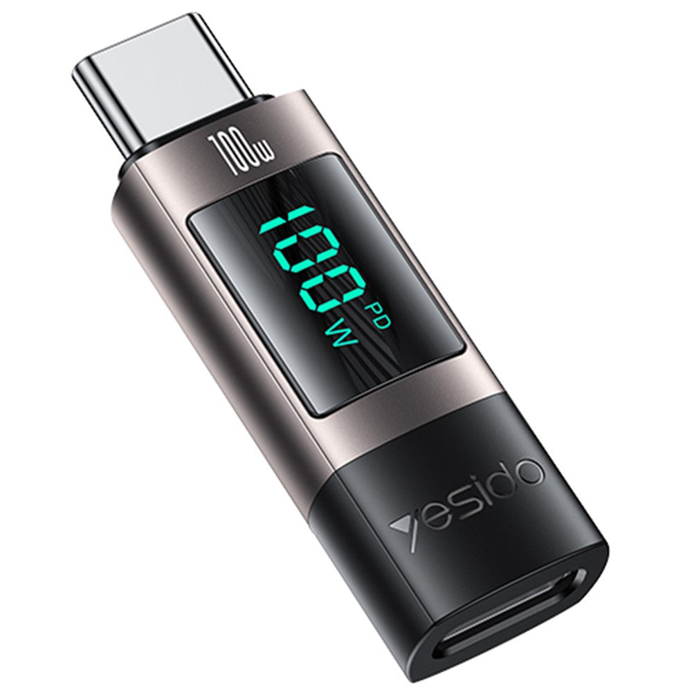 Yesido - OTG Adapter (GS24) - Type-C to Type-C, Power Real-time Display, 100W, 5A, Plug&Play - Grey