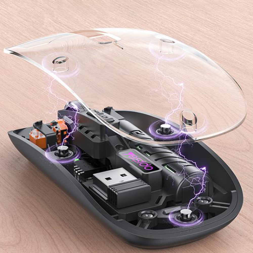 Yesido - Wireless Mouse (KB29) - Type-C, BT+ 2.4G Connection, 800/1200/1600DPI, 400mAh - Black