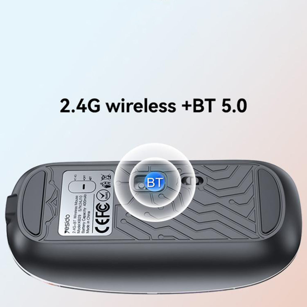 Yesido - Wireless Mouse (KB29) - Type-C, BT+ 2.4G Connection, 800/1200/1600DPI, 400mAh - White