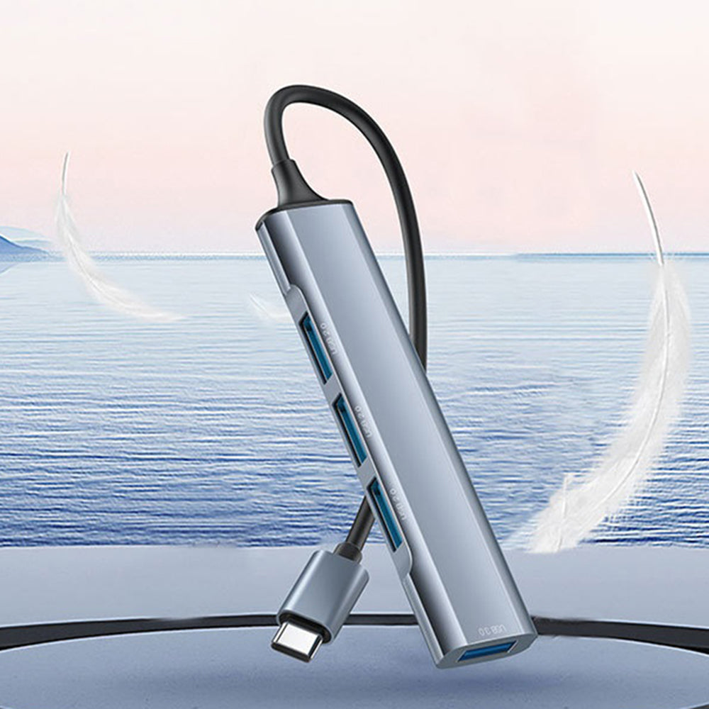 Yesido - Docking Station 4in1 (HB17) - Type-C to 1x USB3.0, 3x USB2.0, Plug&Play, 5Gbps, Aluminum Alloy - Gray