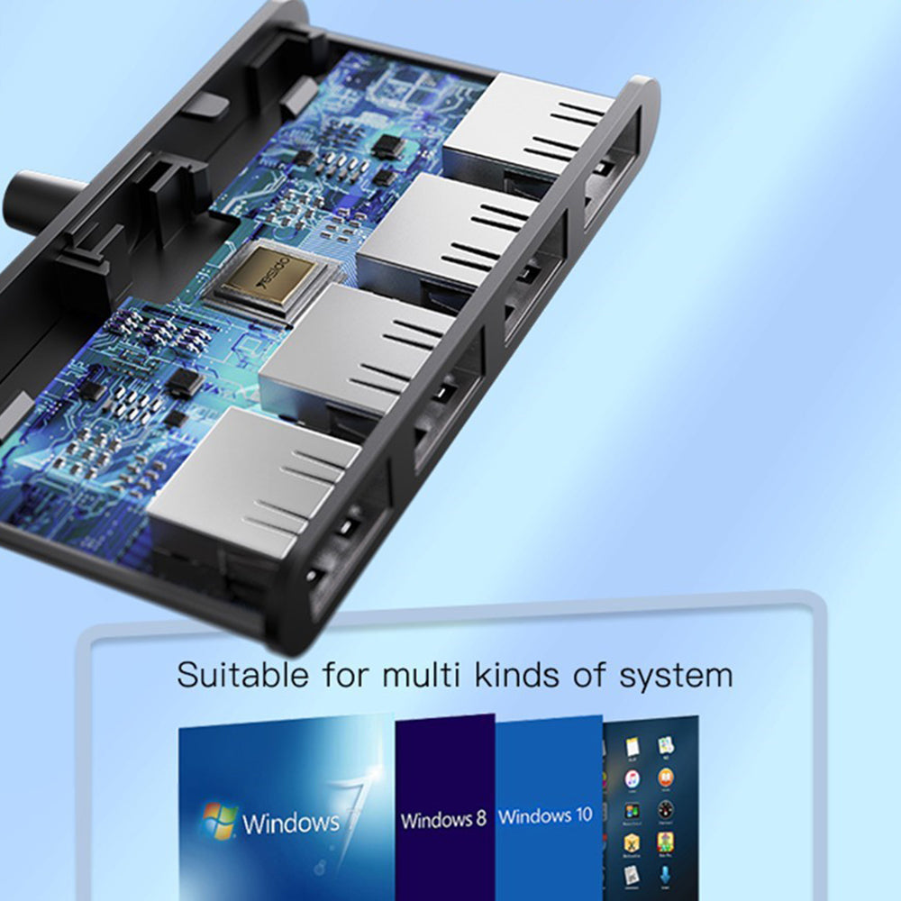 Yesido - Docking Station 4in1 (HB12) - USB to 4x USB, Plug & Play, 480Mbps, 15cm - Gray