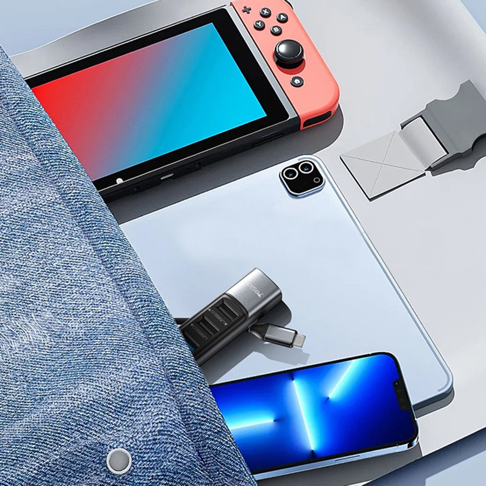 Yesido - Docking Station 5in1 (HB24) - Type-C to 3x USB, USB-C, Mini DisplayPort, PD100W, Fast Charge, 4K@30Hz, 5Gbps - Gray