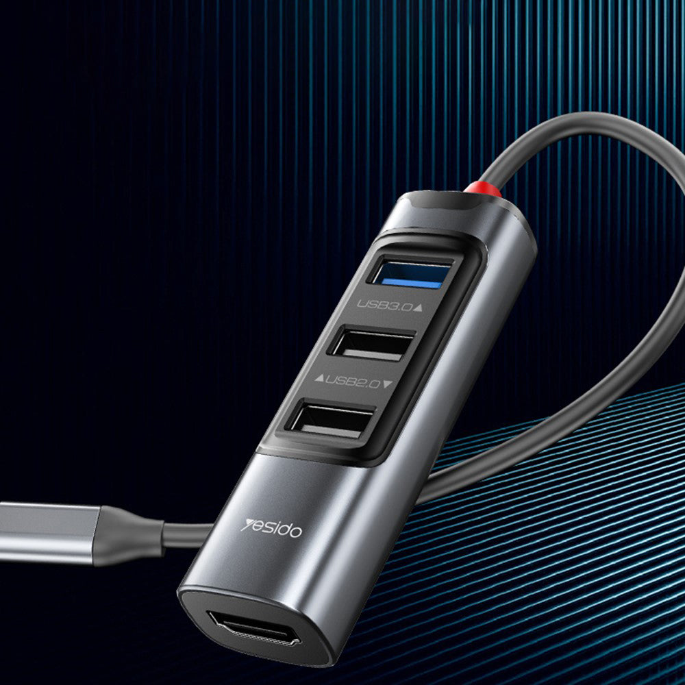 Yesido - Docking Station 5in1 (HB22) - Type-C to 3x USB, USB-C, HDMI, PD100W, Fast Charge, 4K@30Hz, 5Gbps - Gray