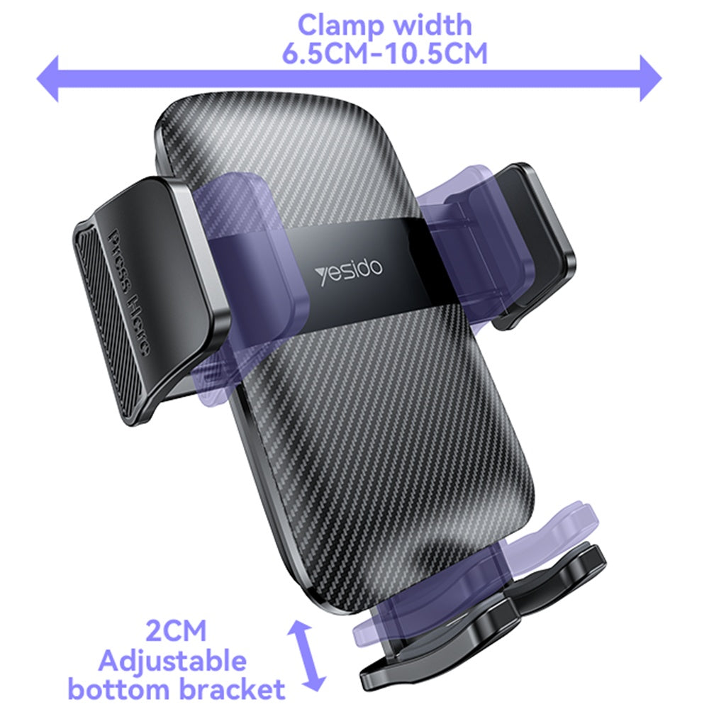 Yesido - Car Holder (C251) - for Air Vent, with Auto-locking, Carbon Fiber Panel, 360°, Universal - Black