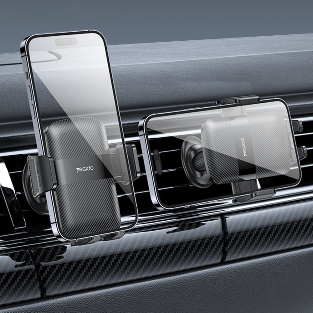 Yesido - Car Holder (C251) - for Air Vent, with Auto-locking, Carbon Fiber Panel, 360°, Universal - Black