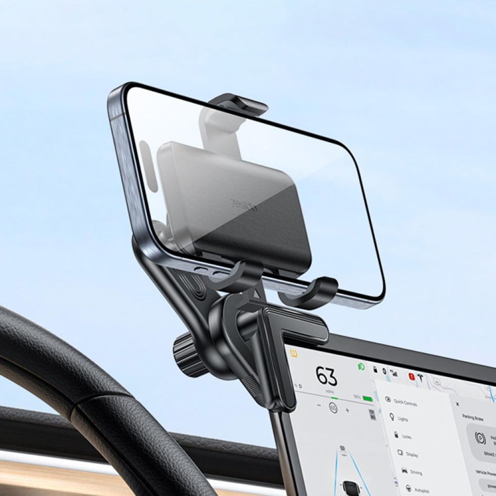 Yesido - Car Holder (C250) - For Computer Screen Corner, 360°, Snap-on Press Clip, Non-Slip, 4.7 - 6.8inch Phone - Black