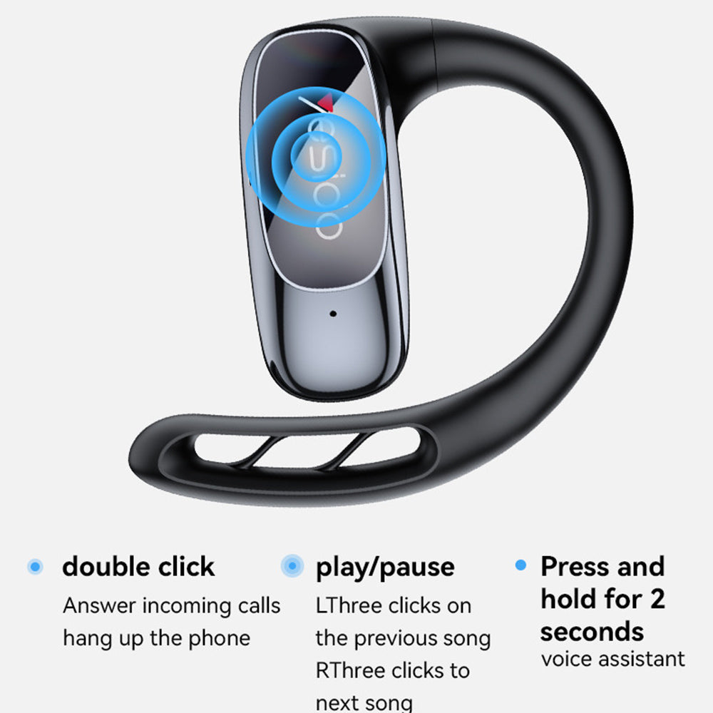 Yesido - Wireless Earbuds (YSP24) - with Bluetooth V5.4, Open-ear Design, Three-band Prominence, Touch, 400mAh, USB-C - Black