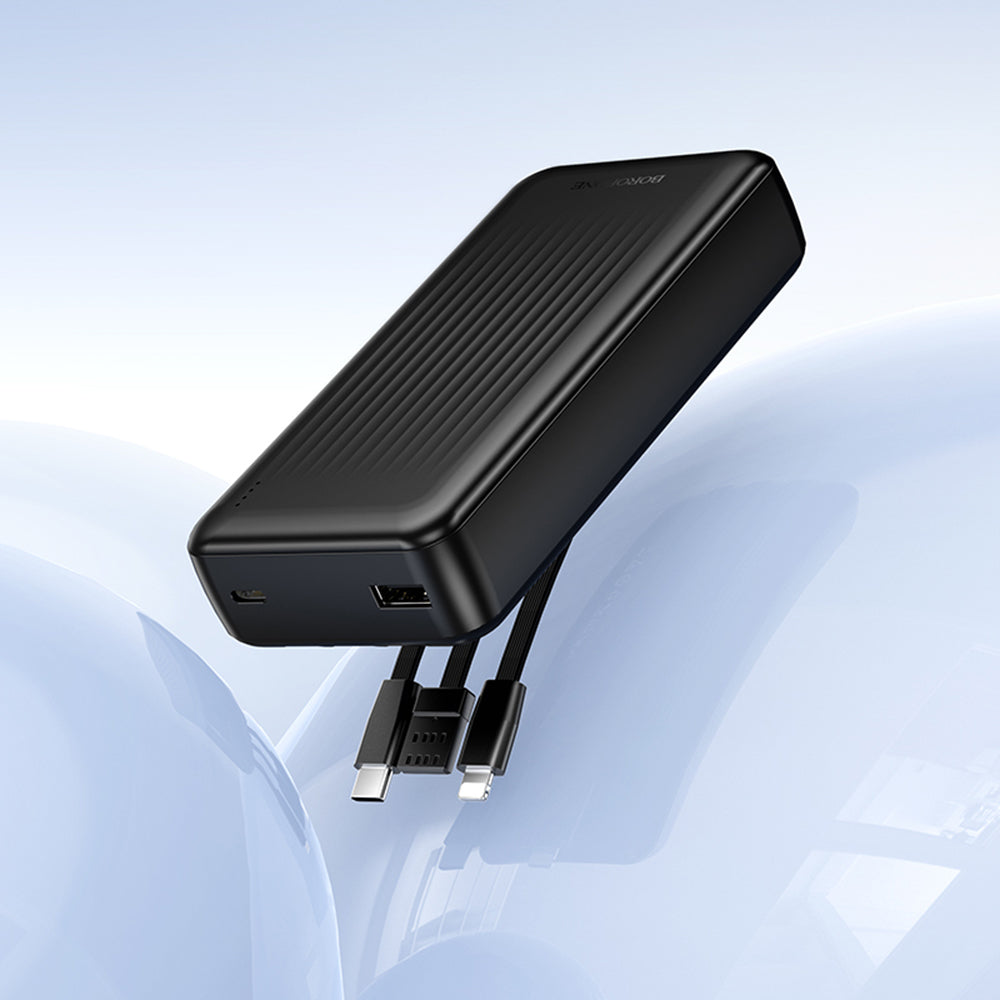 Borofone - Power Bank (BJ79A) - with USB-C, USB, Lightning Cables, USB, Type-C, LED Indicator, 20000mAh - Black
